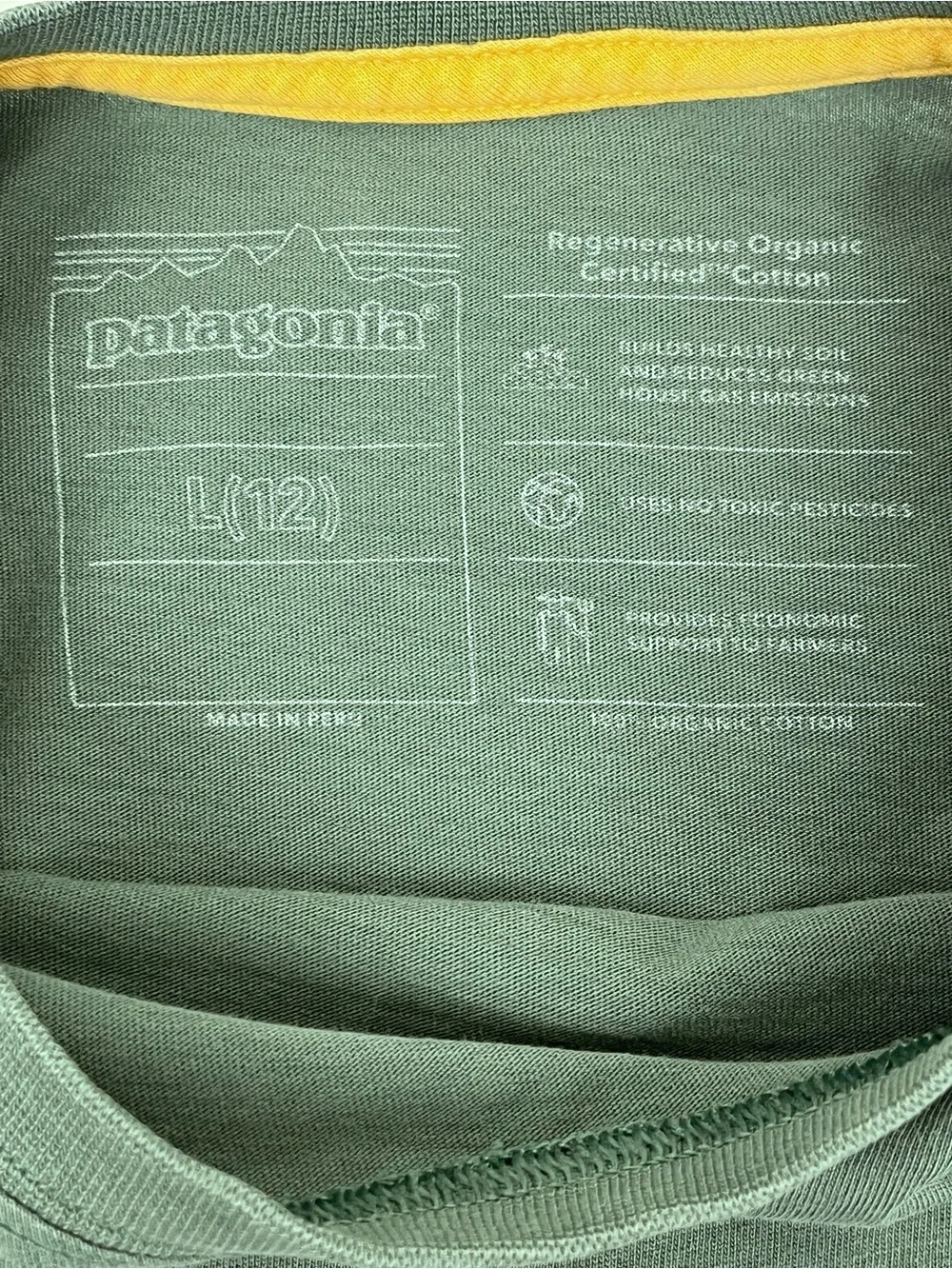 Patagonia Boy's 100% Organic Cotton LLama Graphic Print Long Sleeve Tee Size L